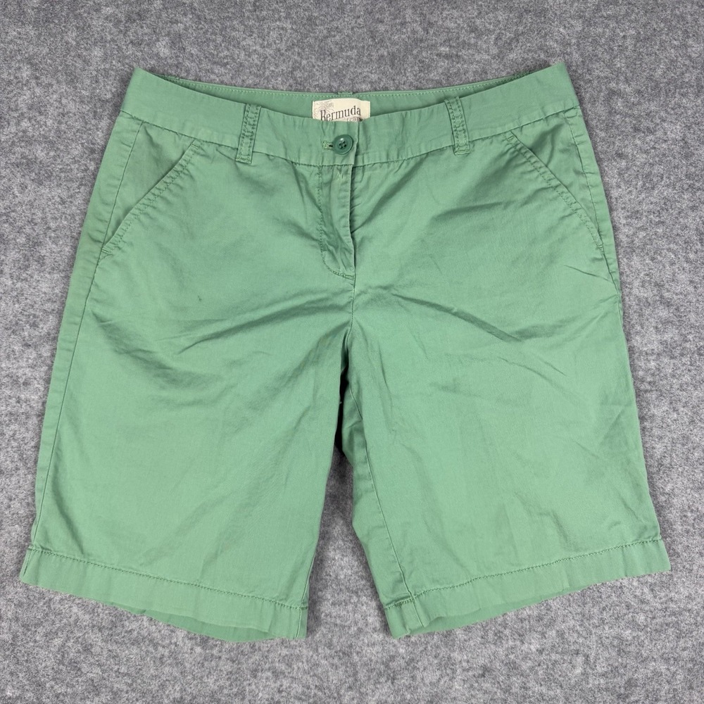 J.Crew Green Bermuda Chino Shorts 2 Stretch Cotton Summer Casual Pockets